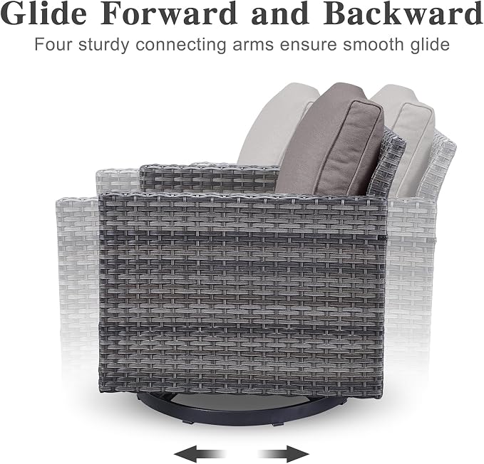 Belord Wicker Chairs Outdoor Bistro Set Oversize Patio Swivel Rocker, Rattan Outdoor Seating Set of 2 Swivel Glider Chairs Wicker Furniture for Porch Deck Backyard with Water-Resistant