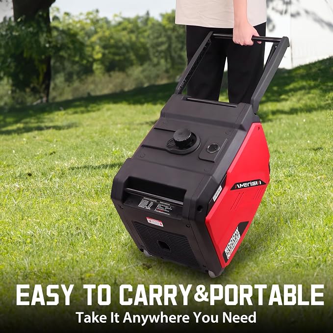 PowerSmart 4800-Watt Gas-Powered Portable Inverter Generator with CO Sensor, Super Quiet Generator for Home Use, Camping and Jobsit, RV Ready 30A Outlet, Wheels Handle Kit, EPA Compliant