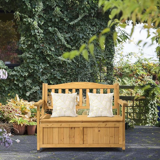44inch Outdoor Storage Box, Deck Box, Storage Bin for Patio Cushions, Gardening Tools,Wooden Deck Box, Outdoor Storage Container,Garden Backyard Storage Bench - Bright Yellow 44" L x 18" W x 33" H