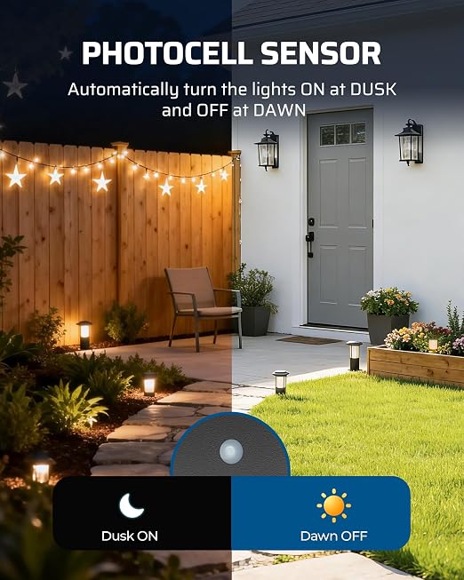 DEWENWILS 300W Low Voltage Landscape Transformer, Outdoor Weatherproof Transformer with Timer and Photocell Sensor, 120V AC to 12V/12V AC for LED Lighting, Spotlight, Pathway Light, ETL Listed