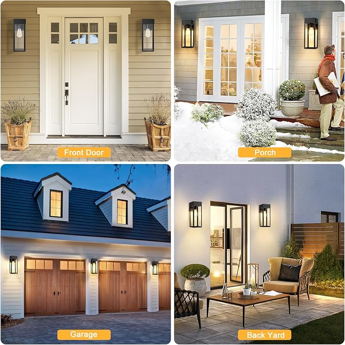 Large Porch Light with GFCI Outlet, 15 Inch Outdoor Light with Outlet Built-in, Waterproof Exterior Light Fixtures Wall Mount, Outside Lights for House Front Door Garage