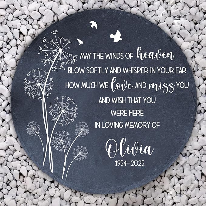 Personalized Memorial Garden Stone with Sympathy Poem Card, Outdoor Grave Marker Tribute, Memorial Keepsake, Bereavement Plaque for Loss of Loved One In Memory Mom Dad Grandpa Grandma Aunt Husband