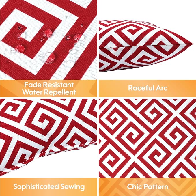 2 Pack Outdoor Throw Pillows, 18x18 Decorative Pillows with Insert, Waterproof Patio Cushions for Garden, Porch, Poolside, Soft Outdoor Pillows Decorative Pillow Covers for Indoor Outdoor