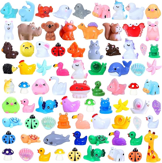 160pcs Mini Resin Animals, Mini Animals Figures to Hide | Tiny resin animal variety pack for dollhouse accessories, aquarium decor, hide games, classroom rewards