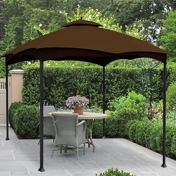Coastshade Replacement Gazebo Canopy Top for Lowe's Allen Roth Heavy Duty Roof Gazebos Top with Mesh,10x12 Gazebo Cover #GF-12S004B-1, Replacement Top Only (Dark Brown)
