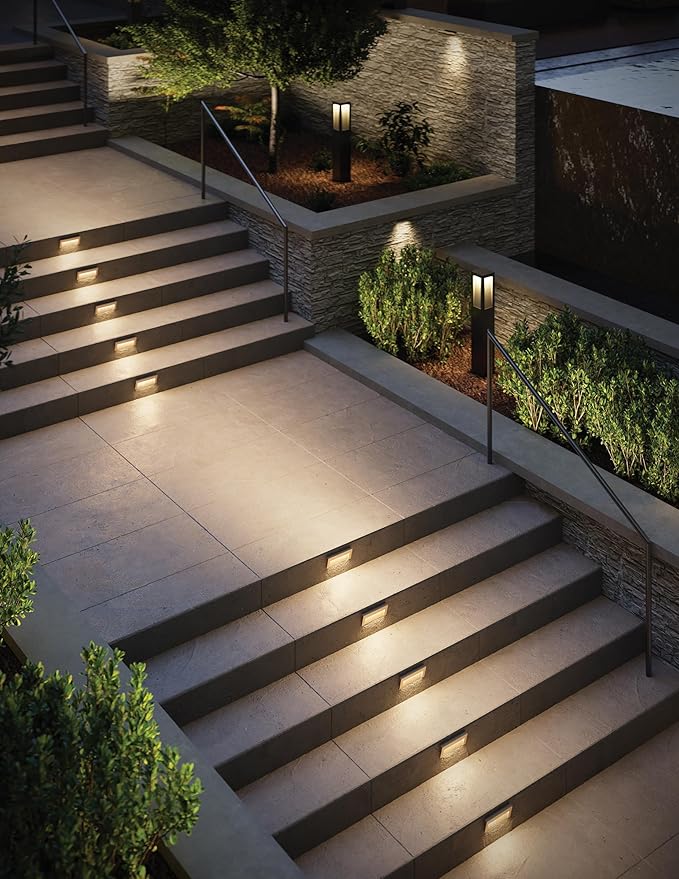 Hinkley Taper Horizontal 12v LED Step Light, Integrated 1.9W 2700K LED, Aluminum, Safe for Wet Conditions, ADA Compliant, for Decks, Stairs, Walkways, Satin White Finish