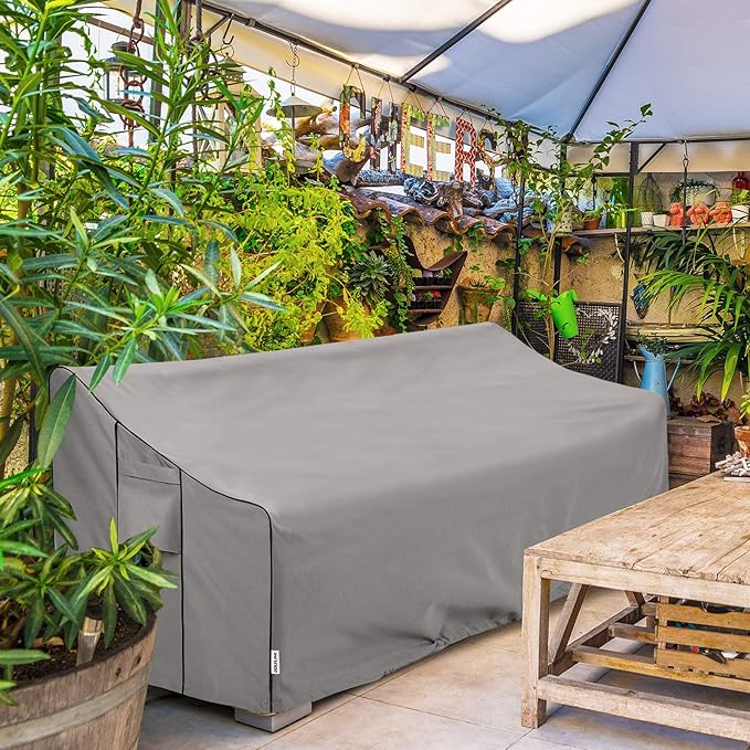 Patio Sofa Cover Waterproof, Heavy Duty 600D Oxford Fabric with UV Protection & Air Vents, Fits 52"W x 35"D x 34"H Inches for Outdoor Couch, Loveseat, Garden Furniture