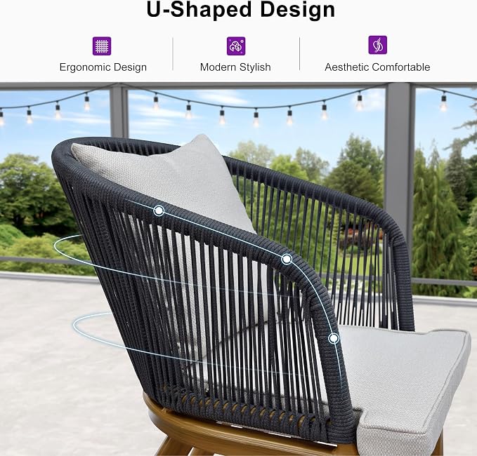 PURPLE LEAF 9 Pieces Outdoor Metal Furniture Set Patio Conversation Sets Wood Pattern Dining Set, 1 Dining Table and 8 Modern Chairs with Cushions Seat