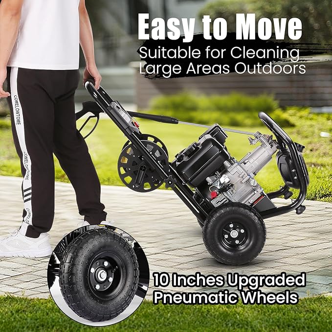 4200PSI Gas Pressure Washer 4.0GPM Gas Power Washer 212CC Powered Washing Machine Commercial High Pressure Washer with 32ft Hose&5 Nozzles for Patio Garden Yard Vehicle,EPA/CARB/ETL (Black)