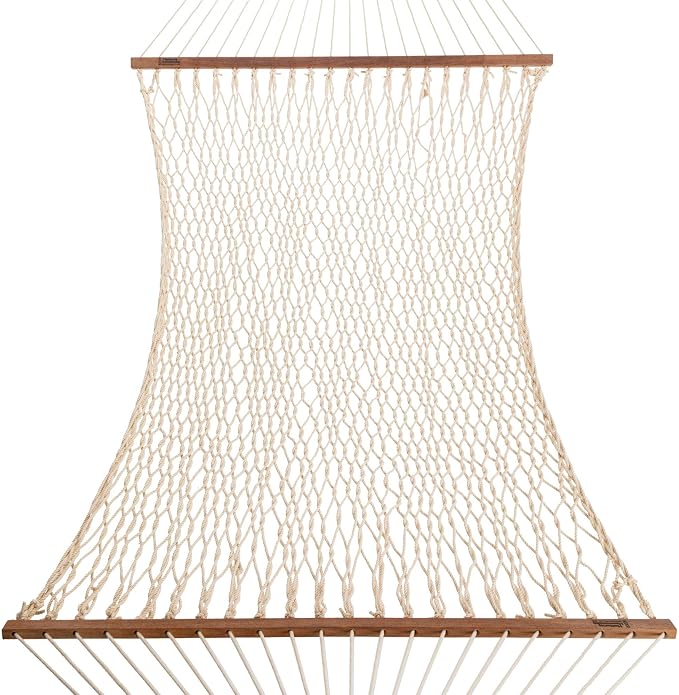 Hatteras Hammocks DC-11OT Small Oatmeal Duracord Rope Hammock with Free Extension Chains & Tree Hooks, Handcrafted in The USA, Accommodates 1 Person, 450 LB Weight Capacity, 11 ft. x 45 in.