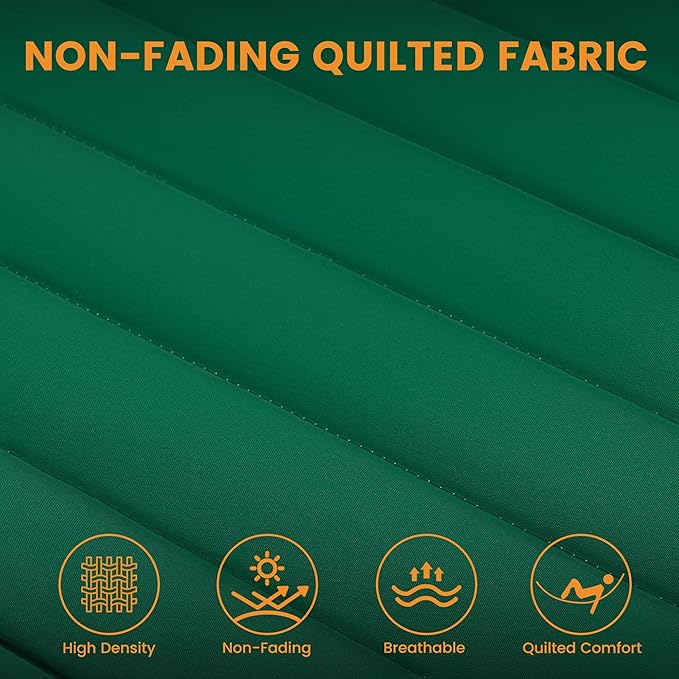 Lazy Daze Hammocks 12 FT Double Quilted Fabric Hammock with Spreader Bar and Detachable Pillow, 2 Person Hammock for Outdoor Patio Backyard Poolside, 450 LBS Weight Capacity, Dark Green