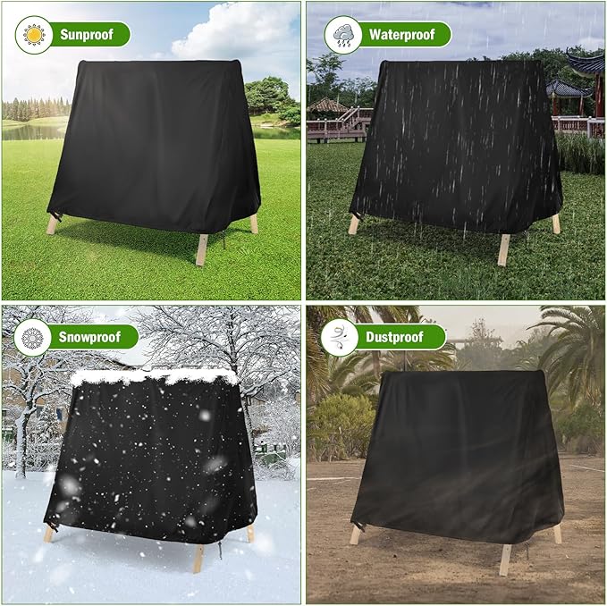 Kasla Outdoor Swing Cover, A Frame Patio Swing Cover, Swing Cover for Outdoor Furniture Porch Cover Glider Hammock Cover Waterproof - 72" Lx55 Wx67 H