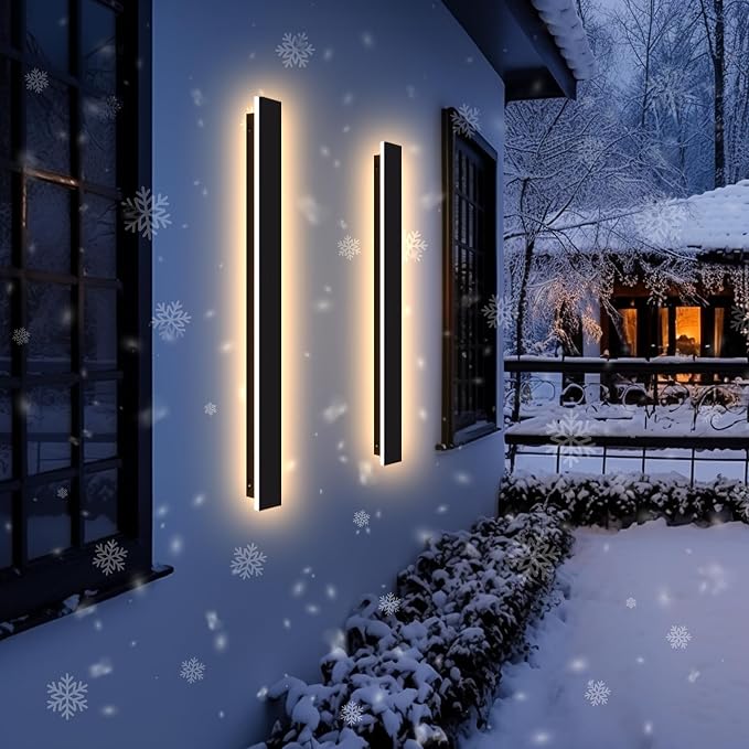 Outdoor Wall Light LED Long Wall Sconce 39.38in Ip65 Waterproof Black Modern Outdoor Lights 3000k 32W Metal Exterior Light Fixture for Porch Light Patio Door Yard Garden Villa Living Room
