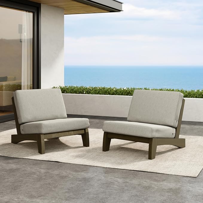 2 Pieces Patio Furniture Sets, All-Weather Outdoor Wood Bistro Set Patio Conversation Chiarsfor Balcony, Backyard