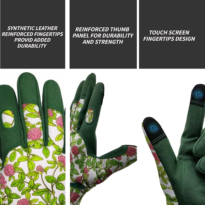 Cute Pattern Gardening Gloves,Thornproof Garden Glove,Gardener Gift | Gardening Gifts for Women,Touchscreen,Tender Thornproof,Cute Pattern,Protection Palm,Machine Washable,Adjustable Cuff