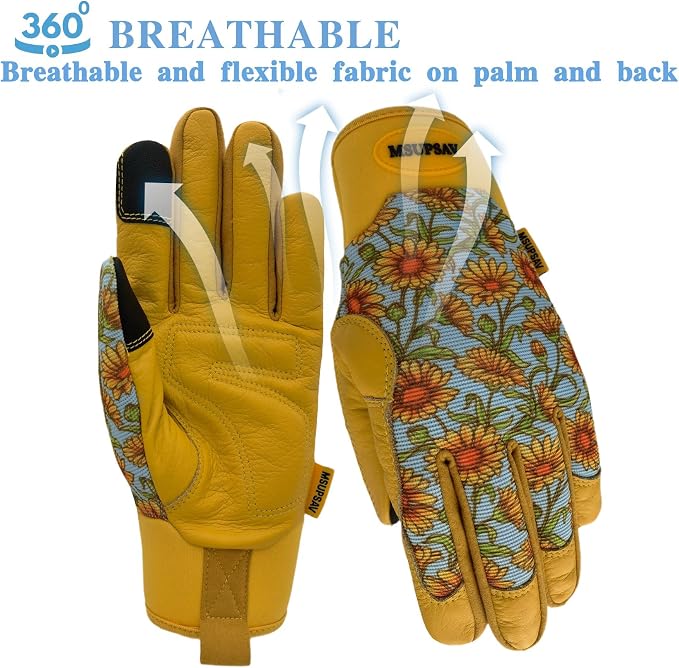 Cute Pattern Gardening Gloves,Thornproof Garden Glove,Gardener Gift | Gardening Gifts for Women,Touchscreen,Tender Thornproof,Cute Pattern,Protection Palm,Machine Washable,Adjustable Cuff