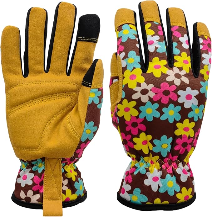 Cute Pattern Gardening Gloves,Thornproof Garden Glove,Gardener Gift | Gardening Gifts for Women,Touchscreen,Tender Thornproof,Cute Pattern,Protection Palm,Machine Washable,Adjustable Cuff