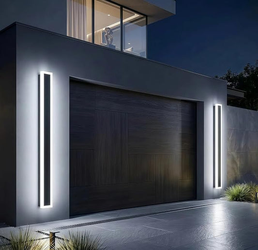 Modern Outdoor Wall Light 1pack 24in, 4.72in Width, Dimmable LED | 1200LM for Garage Front Door Porch, IP65 Waterproof Outdoor Sconce, Cover All Jbox, 3000K-6000K Adjustable, Matte Black