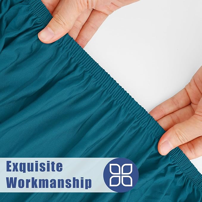 Moosfor Spandex 8 Foot Rectangle Table Cloth 2 Pack, Elastic Fitted Tablecloths for Picnic, Stretch Washable Patio Table Cover for Outdoor, Camping, Banquet and Parties(Peacock Blue, 30"x96")
