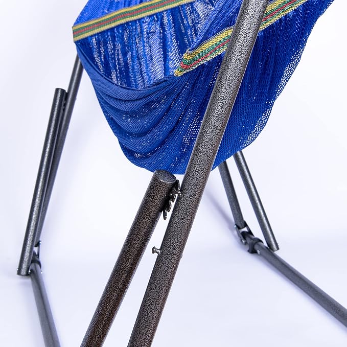 Best Home Fashion 2 in 1 Hammock & Swinging Chair with Collapsible Steel Stand 450 lbs Capacity, No Tools Assembly, Carrying Bag Included, Perfect for Indoor Outdoor Backyard Patio Camping Beach, Navy