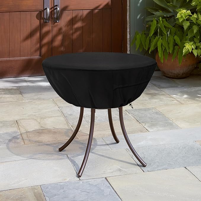Round Patio Table Cover,Suitable for 42 Inch Diameter Patio Round Table,Waterproof Heavy Duty Round Outdoor Coffee Table Cover,Black