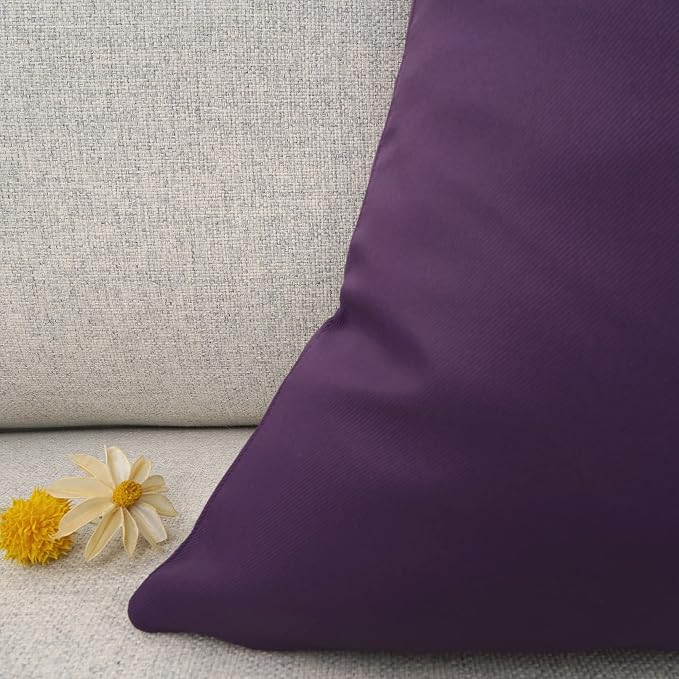 YOUR SMILE Pack of 2 Decorative Outdoor Waterproof Pillow Covers Garden Cushion Sham Throw Pillowcase Shell for Patio Tent Couch (Purple, 18''x18'')