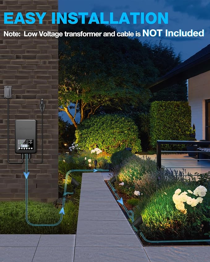 SUNVIE 6W AntiGlare Low Voltage Landscape Lights Low Voltage Lighting 12Pcs | Waterproof Landscape Spotlights with Connectors Warm White Landscaping Lights Spot Lights Outdoor for Garden Tree Wall Yard