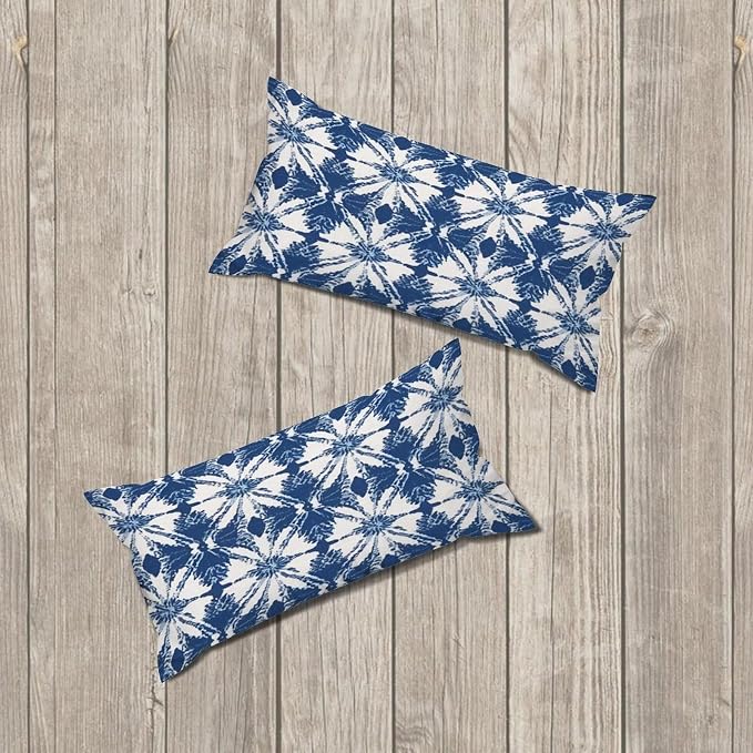Set of 2 Indigo Blue Trellis Pillow Cases 12x24in Cushion Covers Farmhouse Pillows Covers for Couch Living Room Office Soft Rectangle Accent Pillowcase for Kids