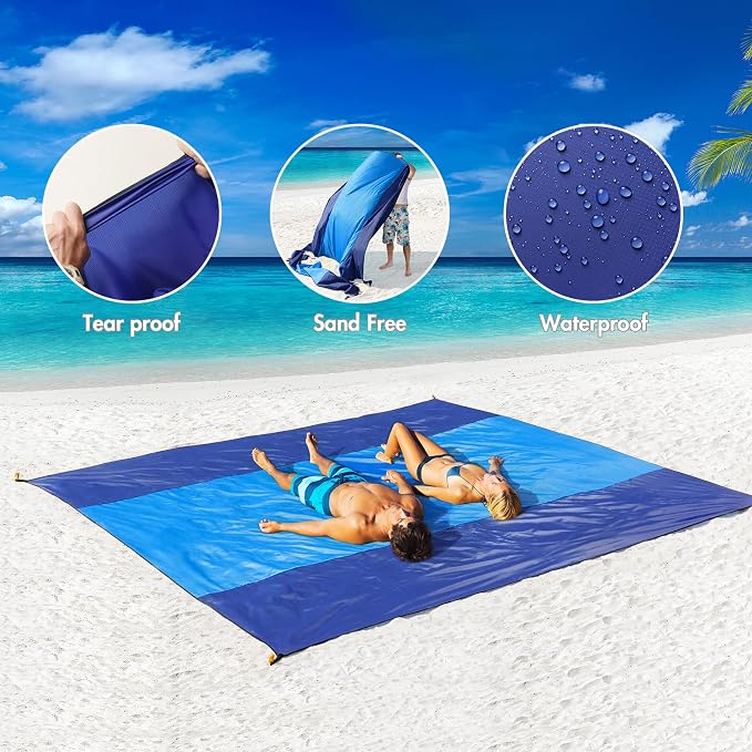 MIULEE Large Beach Blanket Bundle Pack of 2 Decorative Outdoor Waterproof Pillow Covers Square Garden Cushion Sham Throw Pillowcase Shell for Patio Tent Couch 18x18 Inch Pale Green