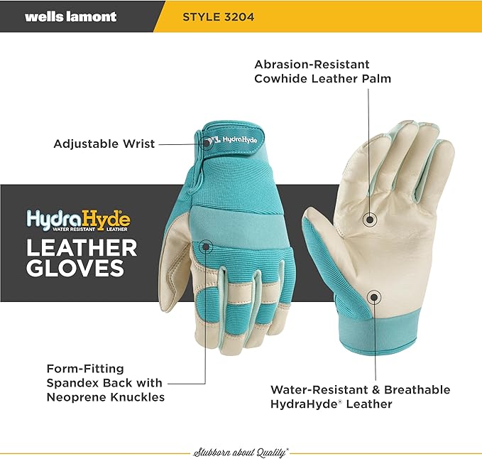 Wells Lamont Women's HydraHyde Leather Hybrid Gloves