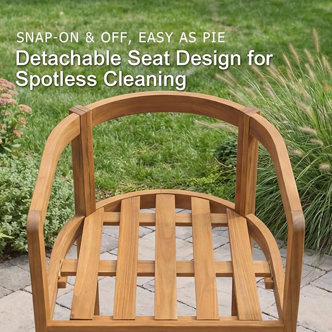 SUNSITT 9-Piece Outdoor Patio Dining Set, 59" - 79" Acacia Wood Expandable Outdoor Table Set and 8 Curved Patio Arm Chairs w/Removable Cushions for Backyard, Porch, Deck