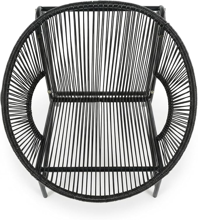 Christopher Knight Home Dessa 4 Piece Patio Furniture Set with Acacia Wood Coffee Table, 4 Seater PE Rattan Outdoor Conversation Set, Metal Outdoor Sectional Sofa Set, Beige+White, Black
