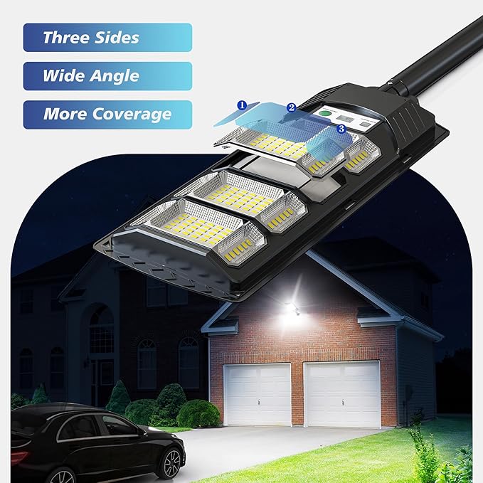 OKPRO Solar Lights Outdoor Waterproof, 320° Wide Angle Solar Street Light, 6500K Solar Flood Lights Outdoor Motion Sensor with Remote, Solar Security Lights for Yard 4-Pack