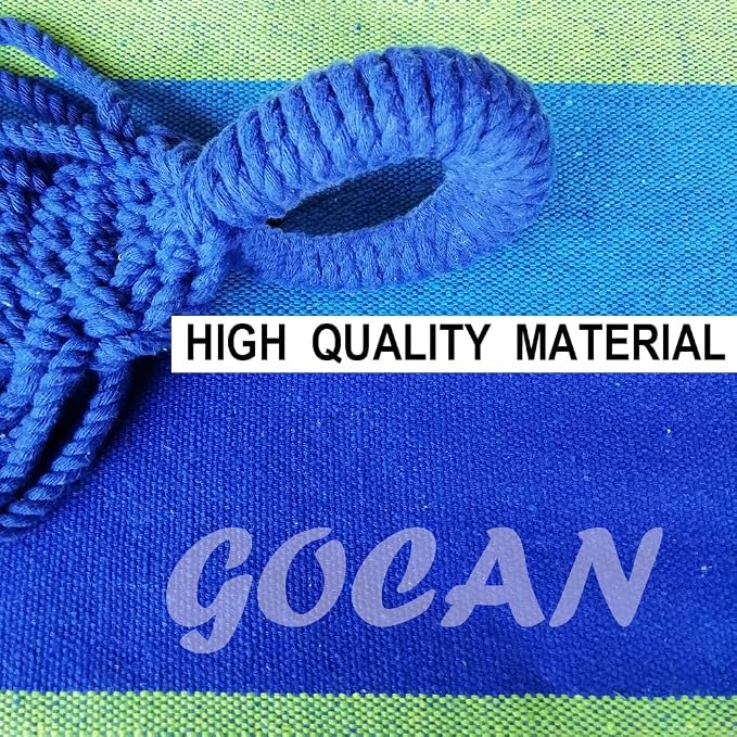 GOCAN Brazilian Double Hammock 2 Person Extra Large Canvas 250x160cm Total Length 350cm Load 500lb Cotton Hammock for Garden Outdoor and Indoor