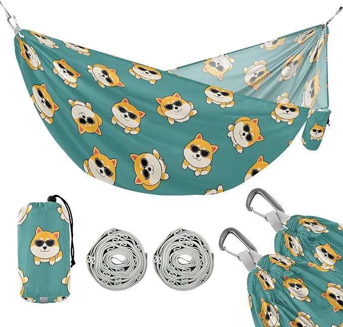 Camping Hammock Outdoor Hammocks for Outside Corgis Beach Trees Portable Lightweight with Pockets Tree Straps Indoor