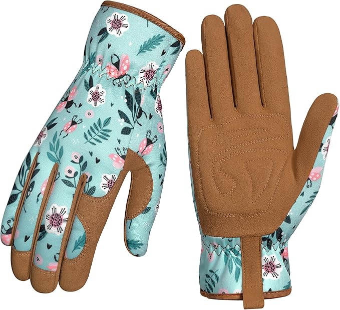 Pleneal Gardening Gloves for Women, Garden Gloves Protective Working Gloves | Abrasion Resistant, Double-Layer Padded Palm, Breathable & Sweat-Absorbent Back, Elastic Wrist Closure, Flexible & Ergonomic