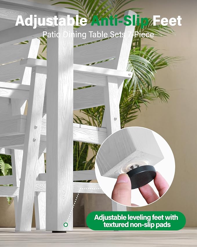 YEFU HIPS Patio Dining Sets: 12-Piece Outdoor Table and Chairs with Umbrella Hole - All-Weather Modern Patio Dining Set for 10 Outside Furniture with Metal Aluminum Frame for Family with Deck White