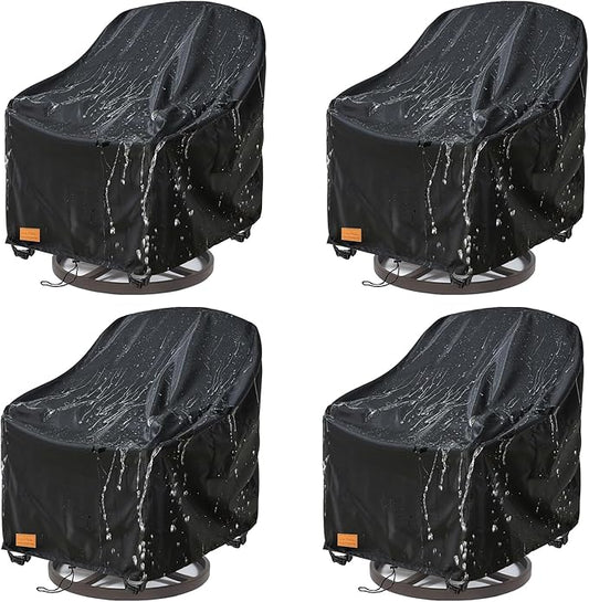 Swivel Patio Chair Cover 4 Pack, 600D Waterproof Heavy Duty Outdoor Chair Cover, Patio Furniture Covers, Outdoor Furniture Covers Waterproof, 33 W x 35 D x 36 H inches Black