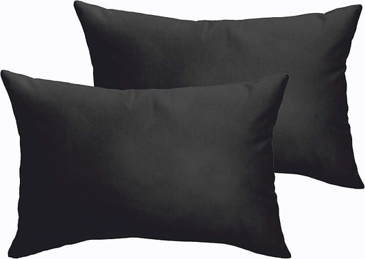 Sorra Home Black Indoor/Outdoor Knife Edge Pillow Set, 12 in x 24 in