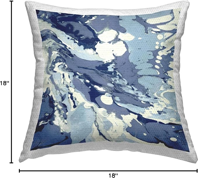 Stupell Industries | Modern Blue Marbled Shapes, 18 x 18 | Outdoor Pillow, Made in USA - By Danielle Carson