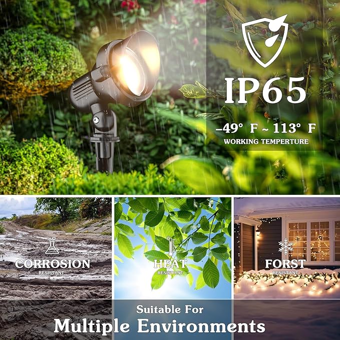 Low Voltage Landscape Lighting: 10W MR16 LED Landscape Lights 12-24V 3000K Warm White - Wired Garden Yard Tree Wall Lighting for Family Home - 6 Pack