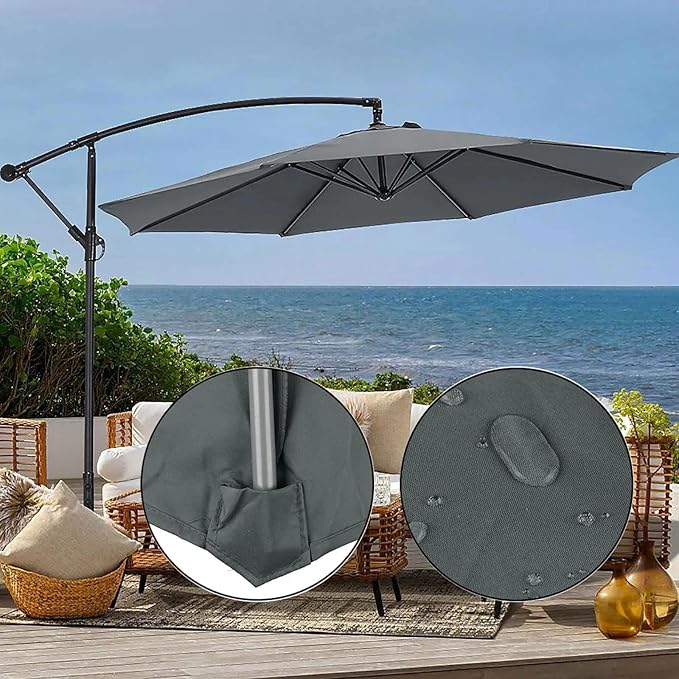 13ft – 8 Ribs Cantilever Umbrella Replacement Canopy Patio Offset Umbrella Fabric Top Cover with UV-Resistant Polyester for Outdoor Garden Deck Backyard