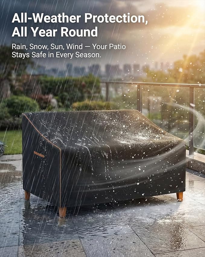 Outdoor Sofa Cover, Waterproof Patio Furniture Cover 60W x 42D x 33H inches Heavy Duty 600D Oxford Fabric Black