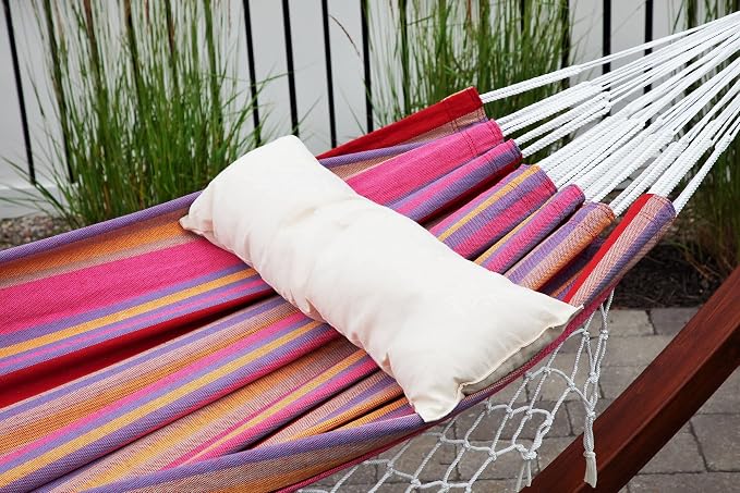 Sol Living Acapulco Outdoor Patio Pillow Cotton Hammock Cushion Patio Swing Chair Accessories Hand Woven Decorative Accent Throw Pillow Use Inside Outside Backyard Decor Porch Swing - Natural