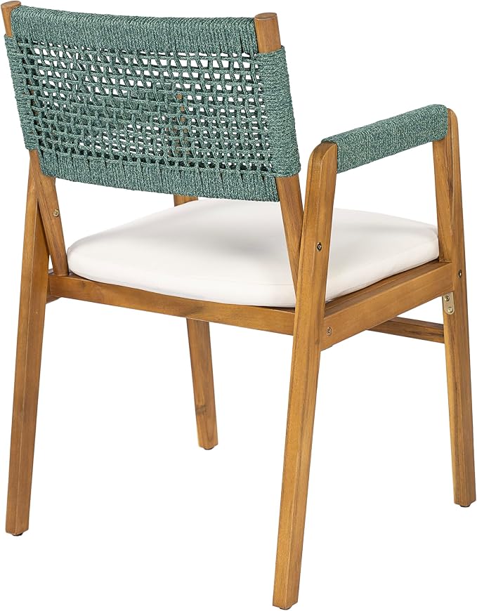 Christopher Knight Home 7-Piece Outdoor Dining Set, Expandable 63"-79" Acacia Wood Patio Table, Natural Finish with 6 Armchairs, Beige Cushions & Rope Woven Back, Backyard Garden Deck