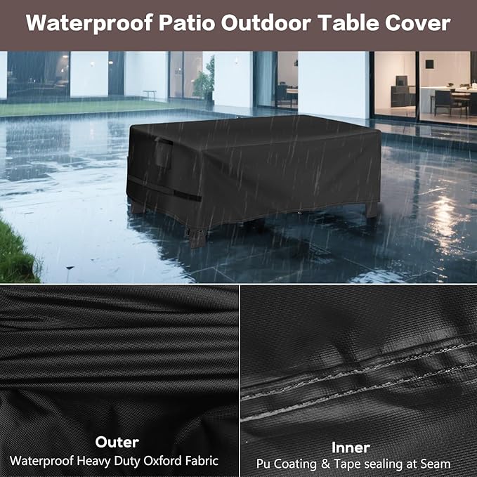 Outdoor Coffee Table Cover Rectangle, 36 Inch Waterproof Patio Rectangular Coffee Table Cover, Outdoor Small Furniture Covers for Winter, Rainproof Fade Resistant - 36 x 24 x 16 Inch