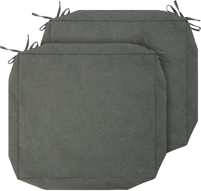 Magpie Fabrics Indoor Outdoor Cushion Cover Replacement 2 Pack, NO Insert! Water Repellent Slipcover with Ties Decor for Patio Garden Chair Sofa Bench Wicker(Dark Grey, 24x24x4 Inch)