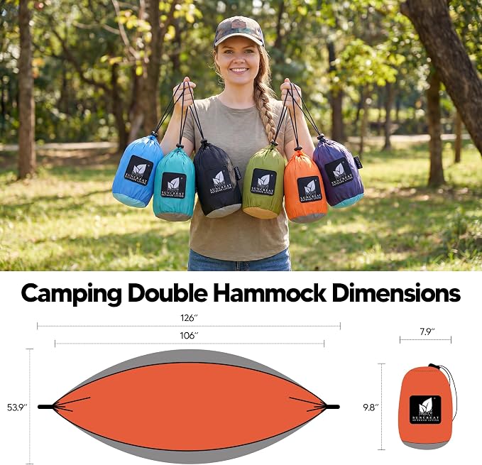 SUNCREAT Hammocks Camping Hammock, Ultralight Hammock for Hiking, Orange