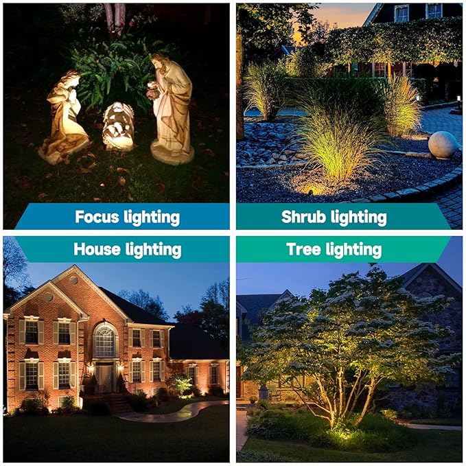 Gardencoin Solid Brass Outdoor Landscape Spotlights, 12V Heavy Duty Low Voltage LED Landscape Lights Waterproof for Garden Uplighting, Classic Bronze Accent Lighting Fixture Without MR16 Bulb, 4 Pack