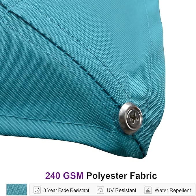 PURPLE LEAF 13 FT Square Patio Umbrella with Base Included Large Cantilever Outdoor Aluminum Offset Umbrella with 360-degree Rotation for Garden Deck Backyard Pool Turquiose Blue